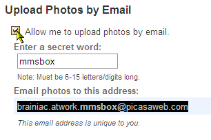 Senden Sie Ihre Fotos mit einer E-Mail an Ihr Picasa-Webalbum