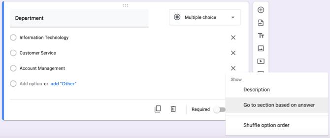 Google Forms Gehe zu Abschnitt