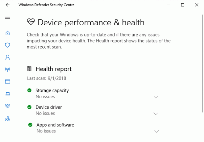 Leistung und Zustand des Windows Defender-Geräts