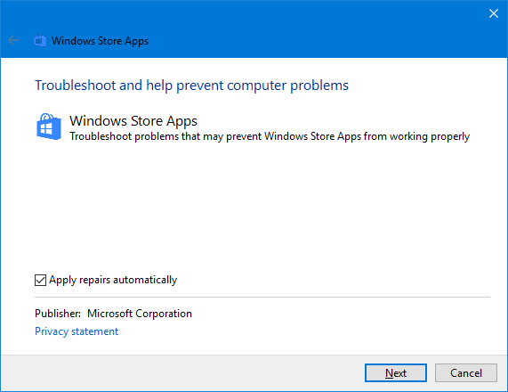 Windows Store Apps Problembehandlung