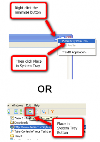 Platz-in-System-Tray-Optionen