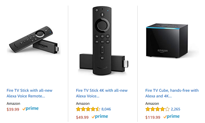 Kostenvergleich für Amazon Fire TV-Geräte