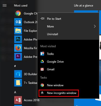 So starten Sie Ihren Browser standardmäßig im privaten Modus Windows Incognito