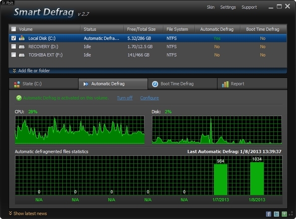 IObit Smart Defrag: Ein hervorragendes Defragmentierungs- und Optimierungstool für Festplatten [Windows] Automatische Defragmentierung der Benutzeroberfläche